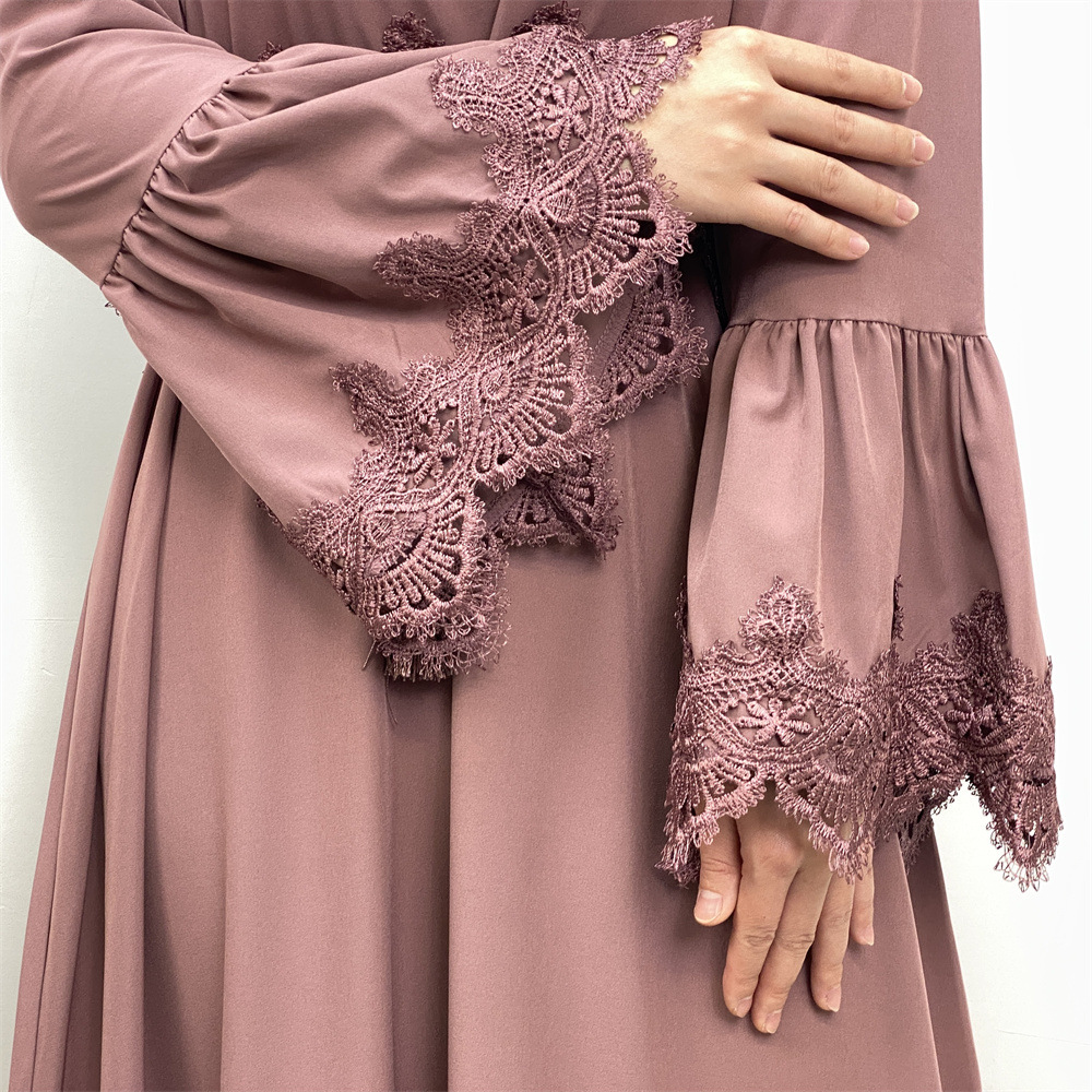 Dubai Abaya Muslim Women Lace Maxi Dress Islamic Kaftan Dress Ramadan Robe Gown - Bild 42 von 44