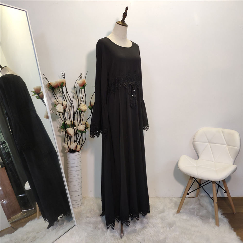 Dubai Abaya Muslim Women Lace Maxi Dress Islamic Kaftan Dress Ramadan Robe Gown - Bild 27 von 44