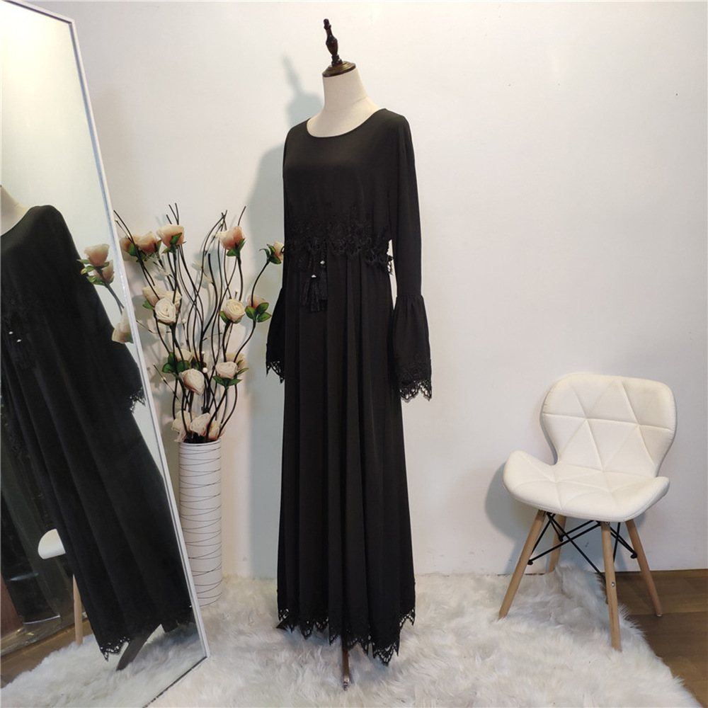 Dubai Abaya Muslim Women Lace Maxi Dress Islamic Kaftan Dress Ramadan Robe Gown - Bild 29 von 44