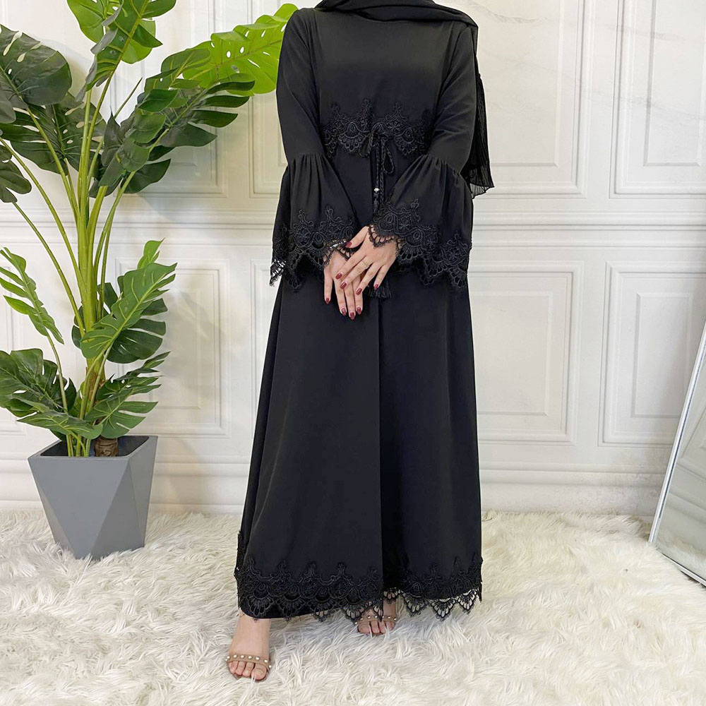 Dubai Abaya Muslim Women Lace Maxi Dress Islamic Kaftan Dress Ramadan Robe Gown - Bild 31 von 44