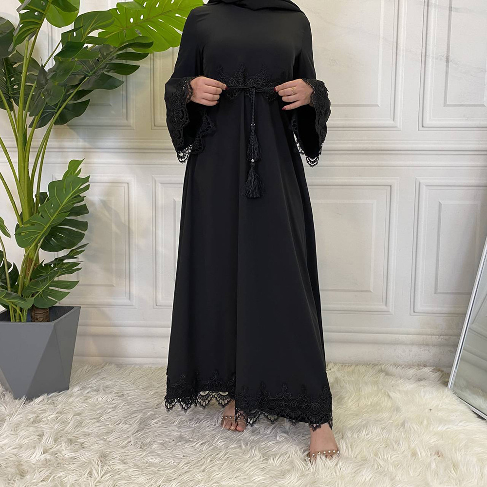 Dubai Abaya Muslim Women Lace Maxi Dress Islamic Kaftan Dress Ramadan Robe Gown - Bild 35 von 44