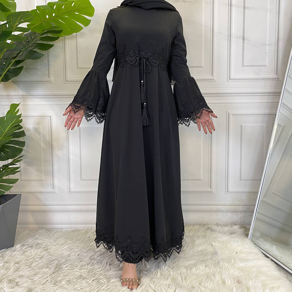 Dubai Abaya Muslim Women Lace Maxi Dress Islamic Kaftan Dress Ramadan Robe Gown - Bild 25 von 44
