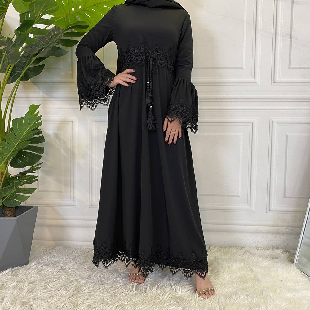 Dubai Abaya Muslim Women Lace Maxi Dress Islamic Kaftan Dress Ramadan Robe Gown - Bild 34 von 44