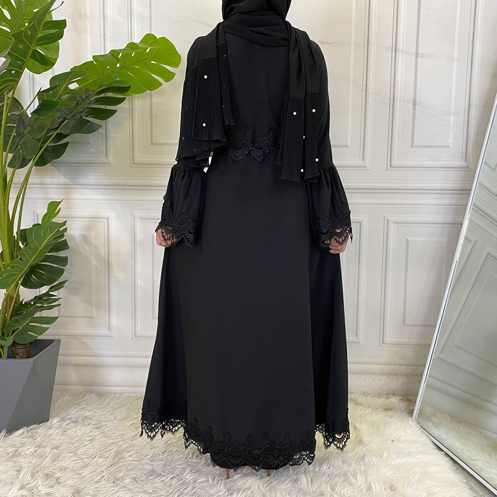 Dubai Abaya Muslim Women Lace Maxi Dress Islamic Kaftan Dress Ramadan Robe Gown - Bild 33 von 44