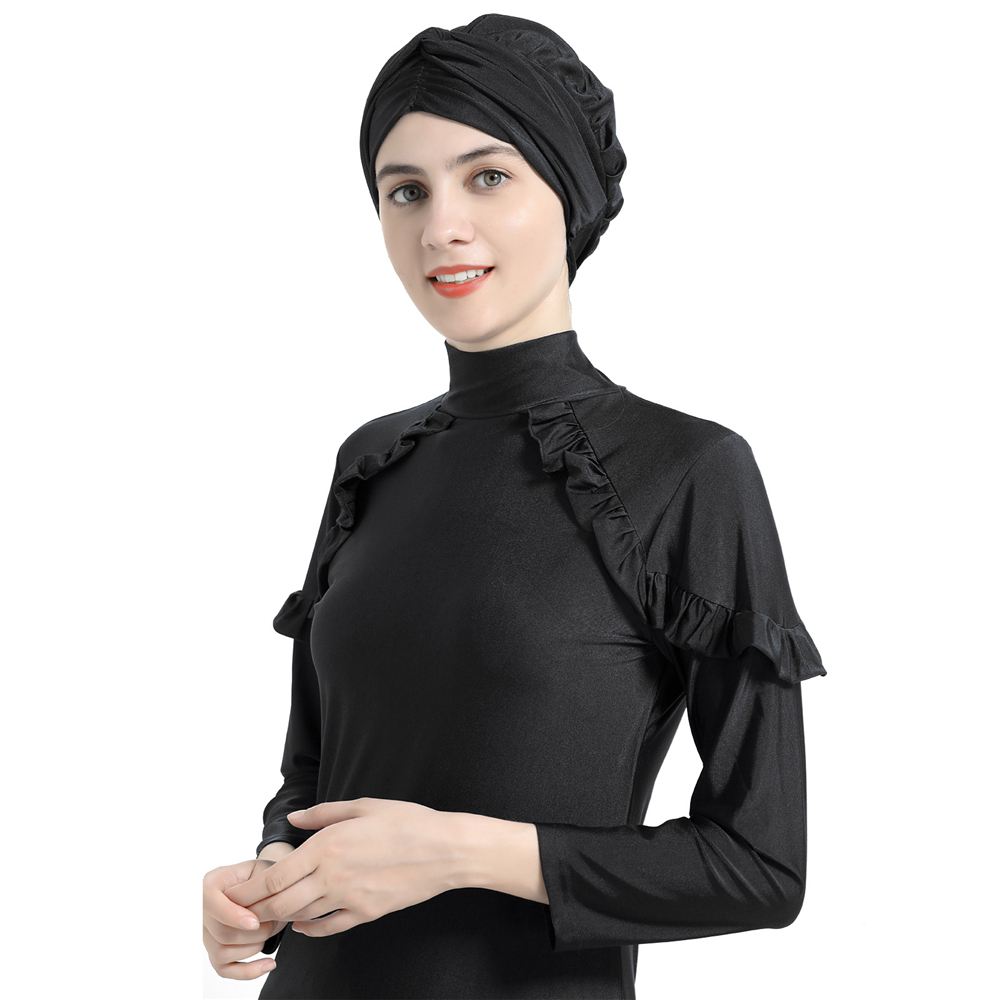 3 piezas Traje de baño liso modesto para mujeres musulmanas talla grande Traje de baño de verano Ropa de playa árabe - Imagen 22 de 31