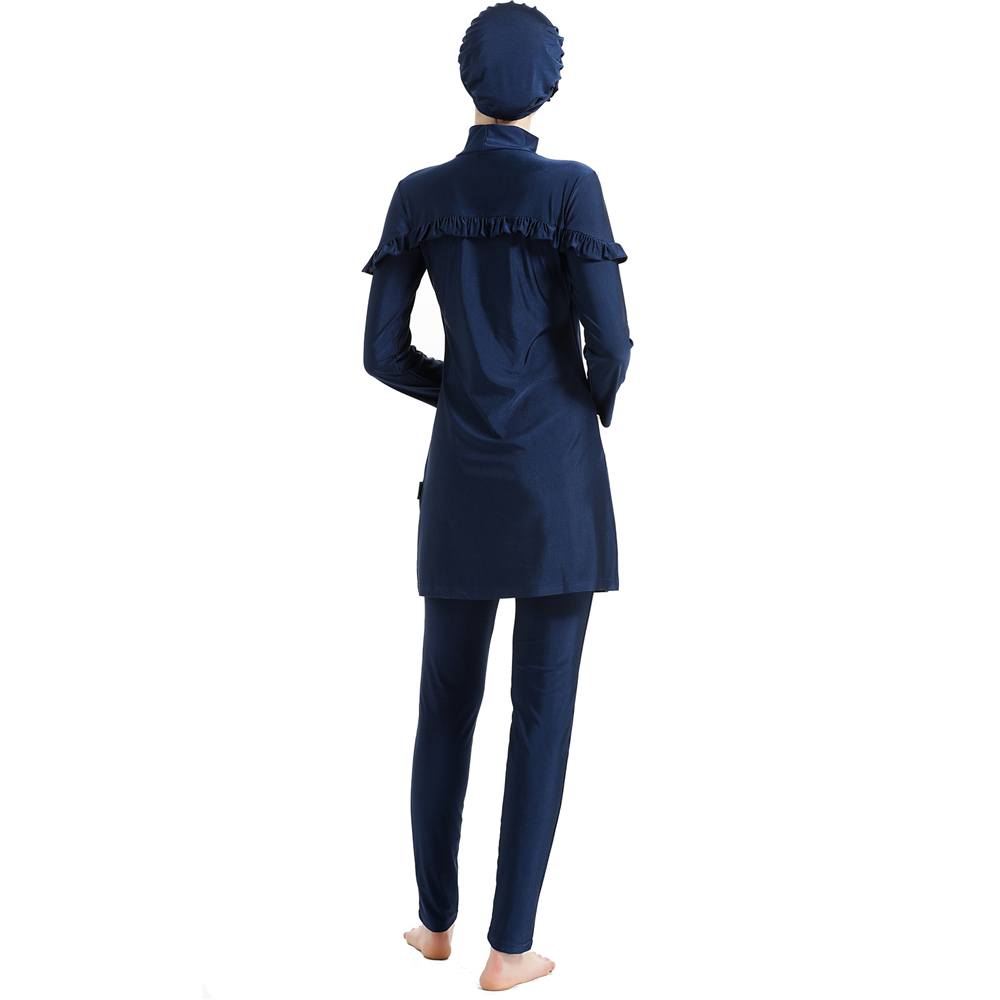 3 piezas Traje de baño liso modesto para mujeres musulmanas talla grande Traje de baño de verano Ropa de playa árabe - Imagen 26 de 31