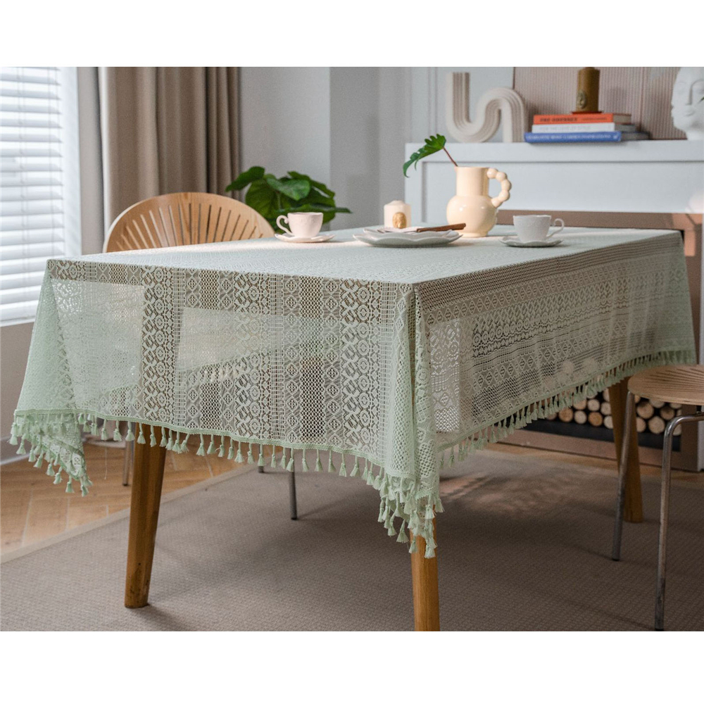 Dining Kitchen Tablecloth Tassel Crochwt Hollow Out Table Cloth Cover Vintage - Picture 29 of 49