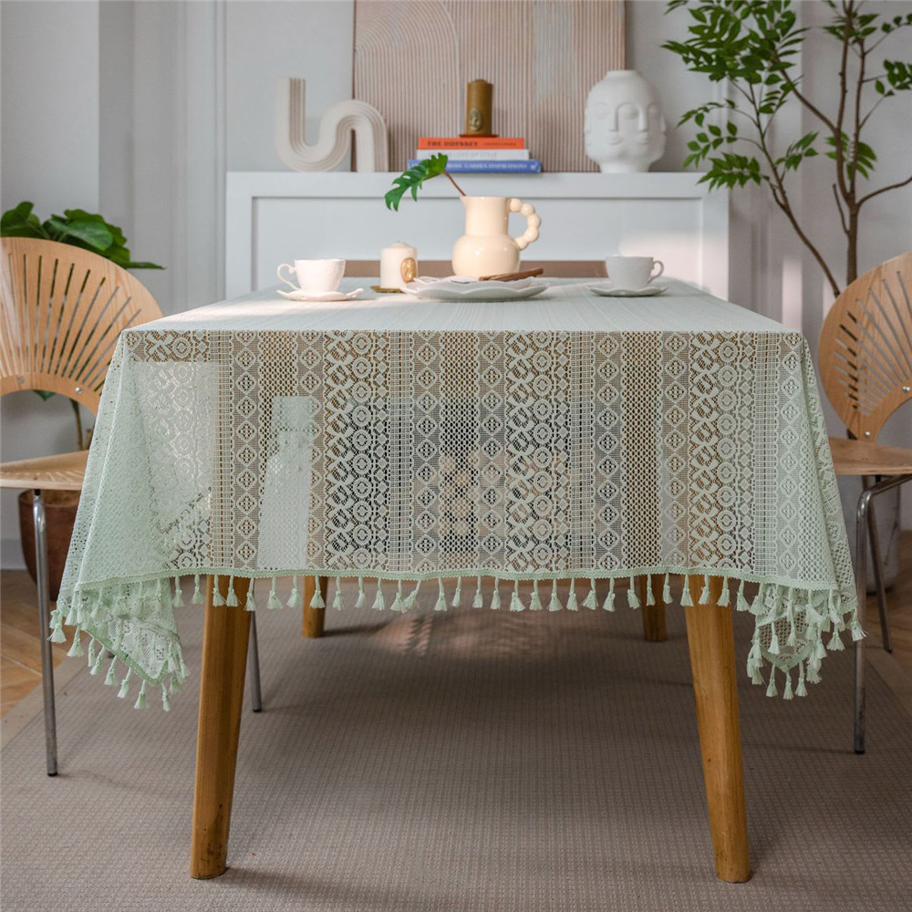 Dining Kitchen Tablecloth Tassel Crochwt Hollow Out Table Cloth Cover Vintage - Picture 30 of 49