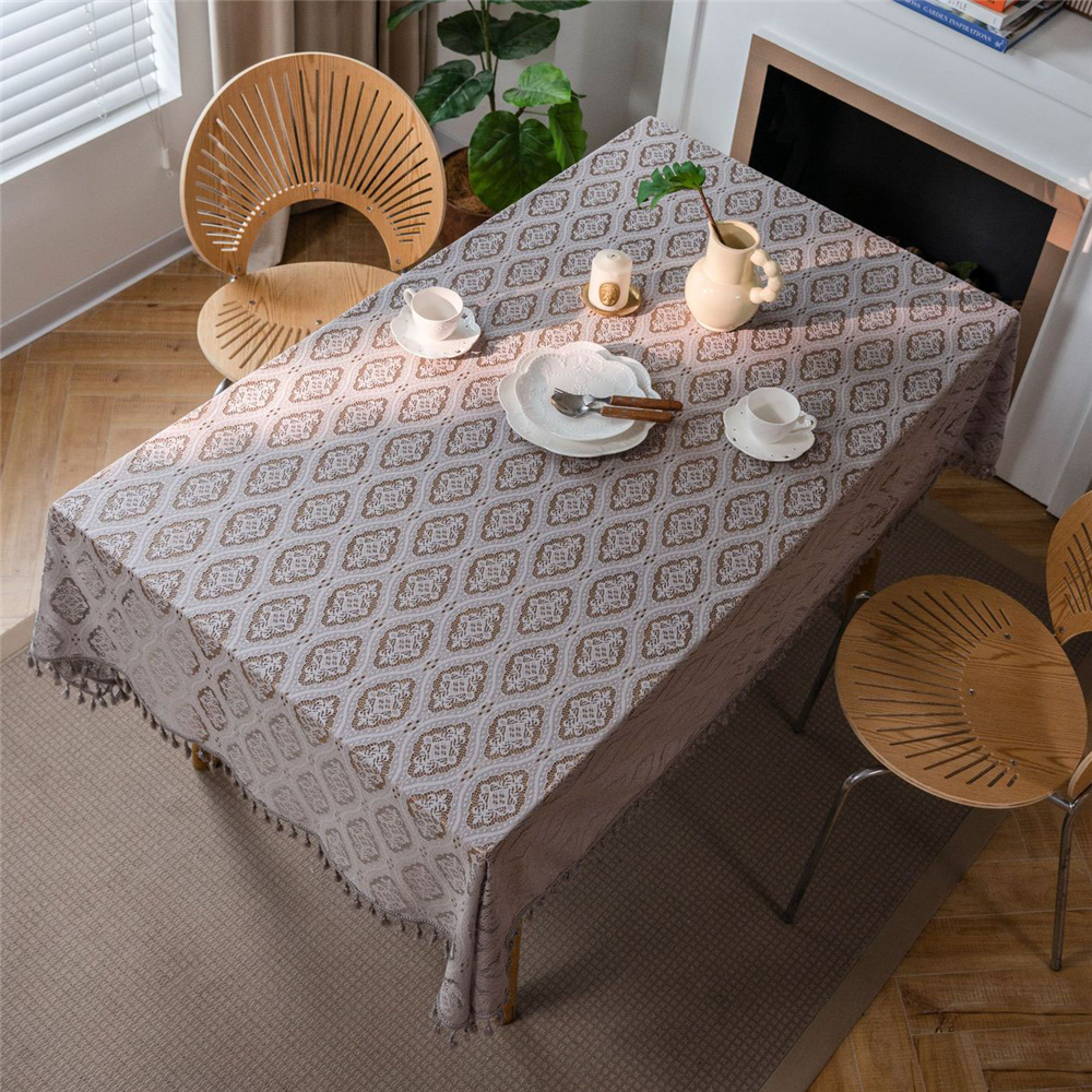 Dining Kitchen Tablecloth Tassel Crochwt Hollow Out Table Cloth Cover Vintage - Picture 33 of 49