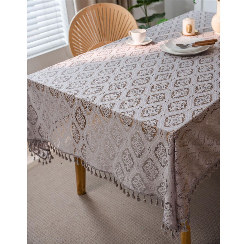 Dining Kitchen Tablecloth Tassel Crochwt Hollow Out Table Cloth Cover Vintage - Picture 34 of 49