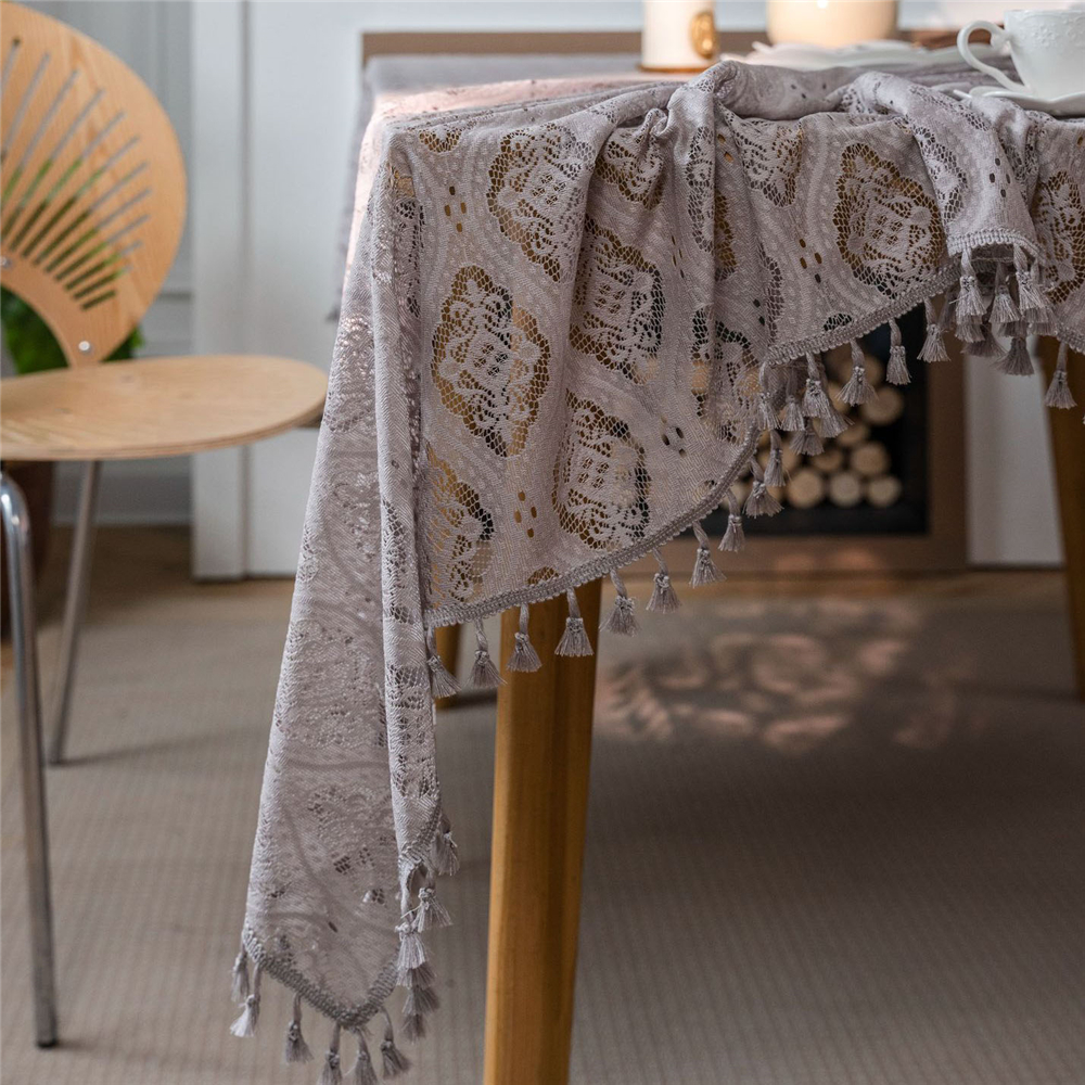 Dining Kitchen Tablecloth Tassel Crochwt Hollow Out Table Cloth Cover Vintage - Picture 37 of 49