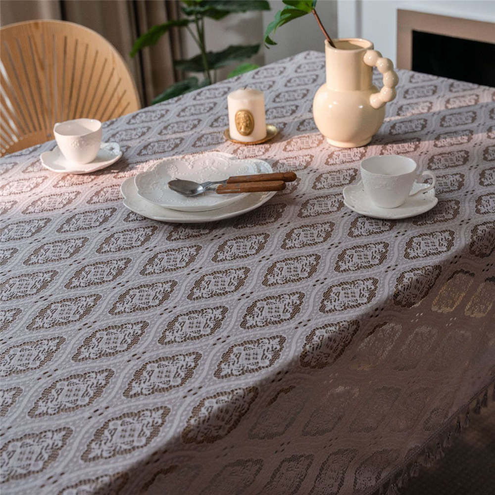 Dining Kitchen Tablecloth Tassel Crochwt Hollow Out Table Cloth Cover Vintage - Picture 36 of 49