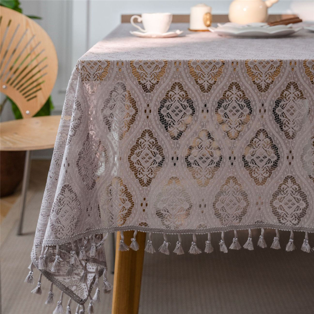 Dining Kitchen Tablecloth Tassel Crochwt Hollow Out Table Cloth Cover Vintage - Picture 38 of 49