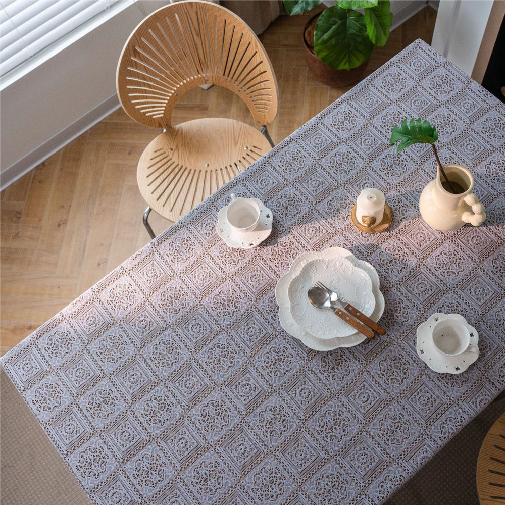 Dining Kitchen Tablecloth Tassel Crochwt Hollow Out Table Cloth Cover Vintage - Picture 48 of 49
