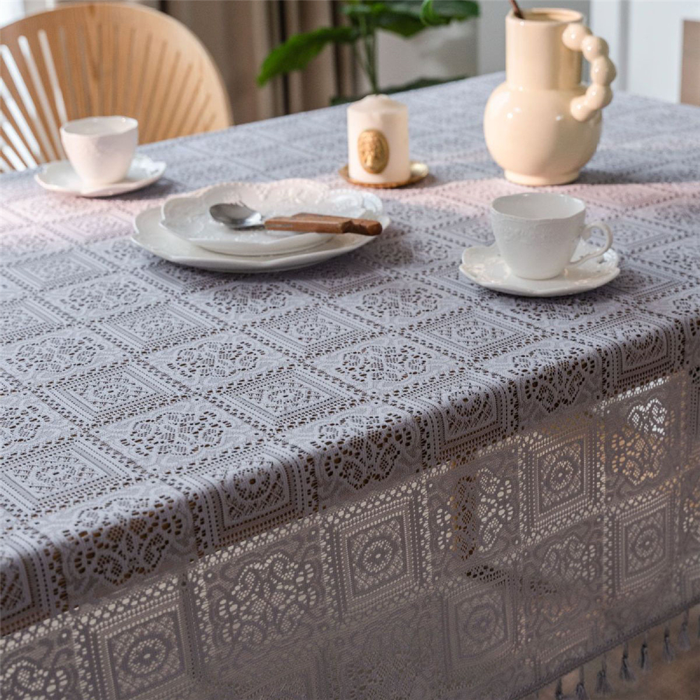Dining Kitchen Tablecloth Tassel Crochwt Hollow Out Table Cloth Cover Vintage - Picture 42 of 49