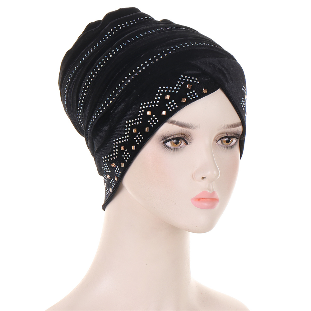 Muslim Women Velvet Turban Headscarf Bonnet Hijab Hat Baggy Head Wrap Chemo Caps - Picture 25 of 60