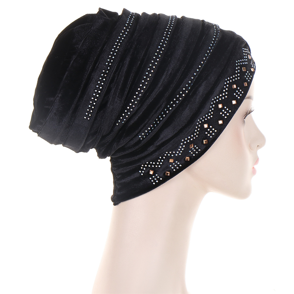 Muslim Women Velvet Turban Headscarf Bonnet Hijab Hat Baggy Head Wrap Chemo Caps - Picture 26 of 60
