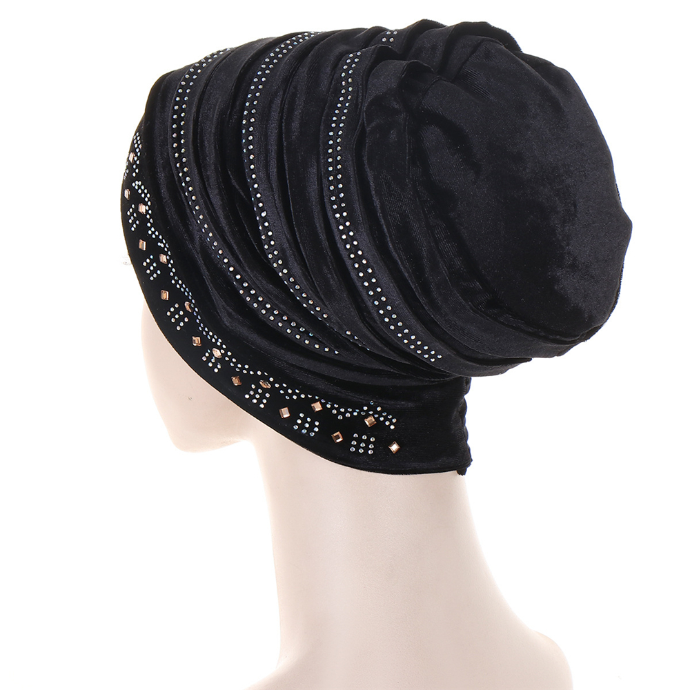Muslim Women Velvet Turban Headscarf Bonnet Hijab Hat Baggy Head Wrap Chemo Caps - Picture 27 of 60