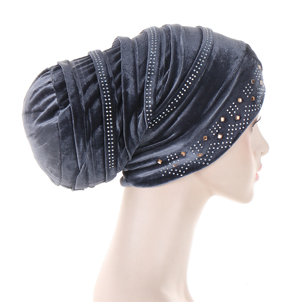 Muslim Women Velvet Turban Headscarf Bonnet Hijab Hat Baggy Head Wrap Chemo Caps - Picture 28 of 60