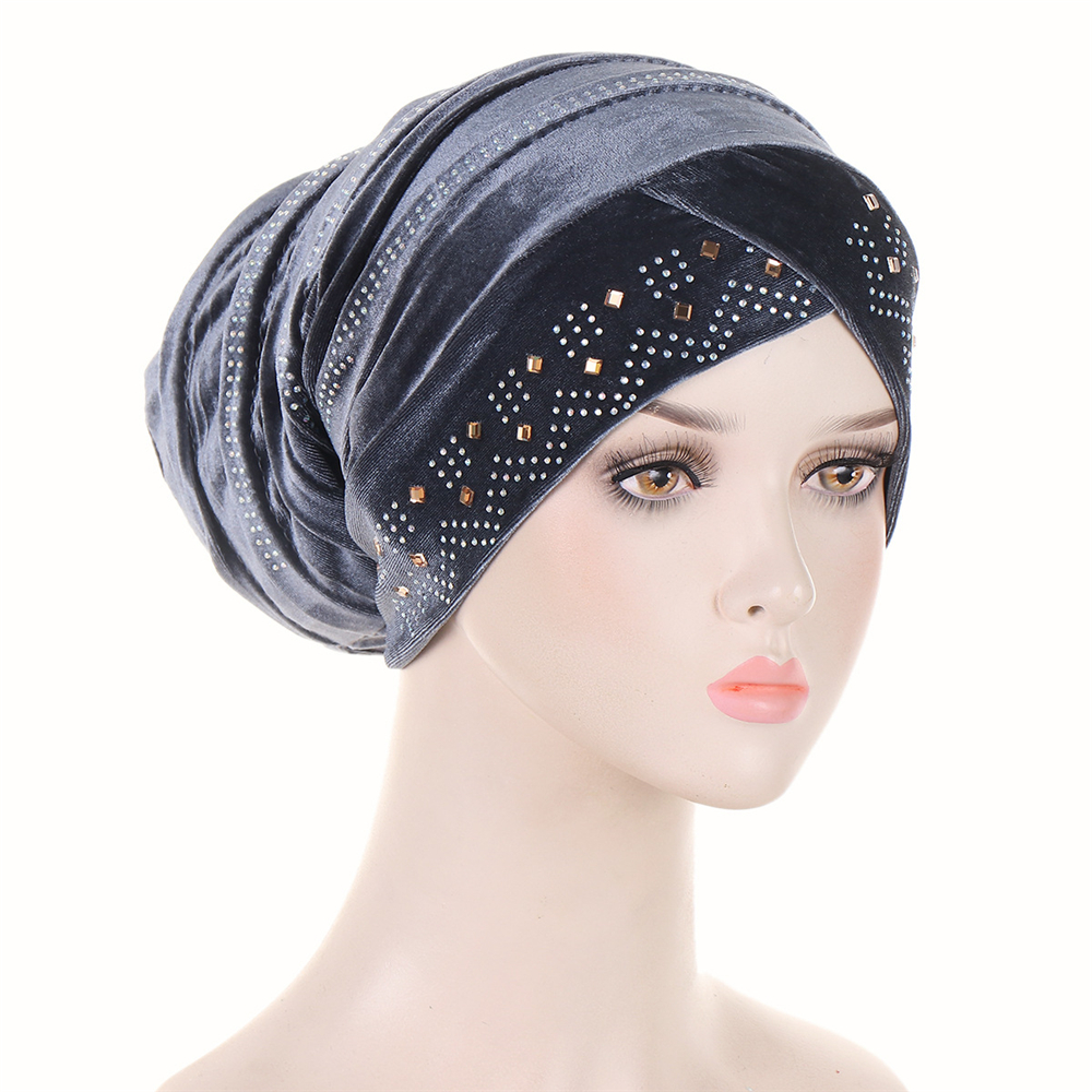 Muslim Women Velvet Turban Headscarf Bonnet Hijab Hat Baggy Head Wrap Chemo Caps - Picture 30 of 60