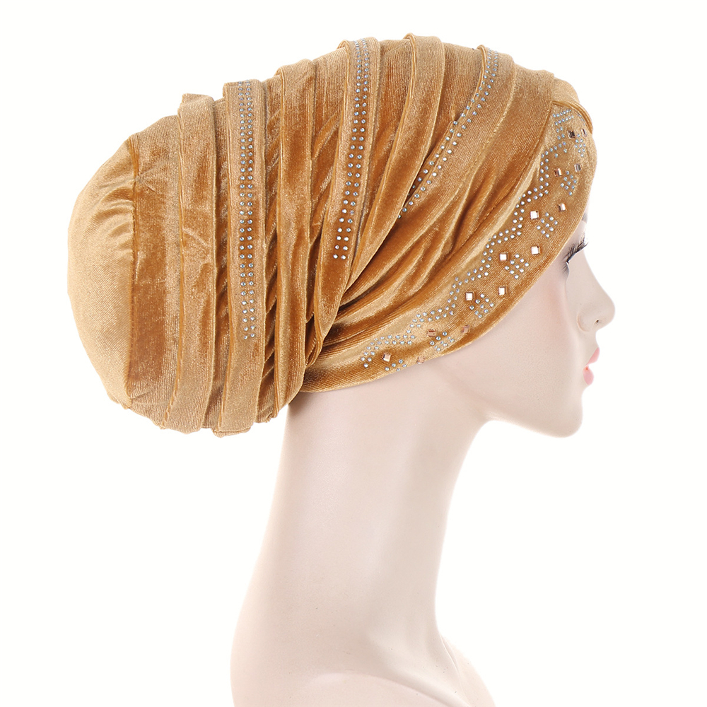 Muslim Women Velvet Turban Headscarf Bonnet Hijab Hat Baggy Head Wrap Chemo Caps - Picture 31 of 60