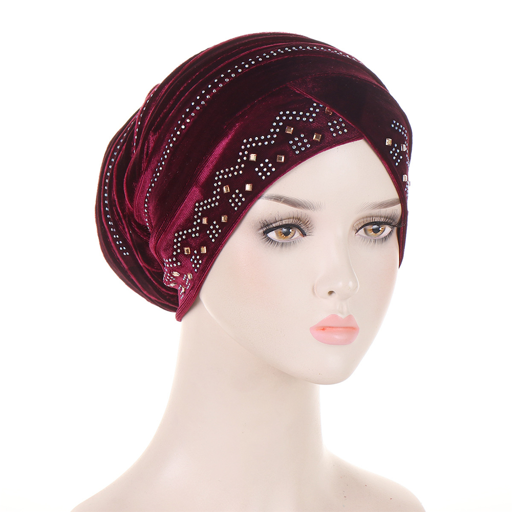 Muslim Women Velvet Turban Headscarf Bonnet Hijab Hat Baggy Head Wrap Chemo Caps - Picture 34 of 60