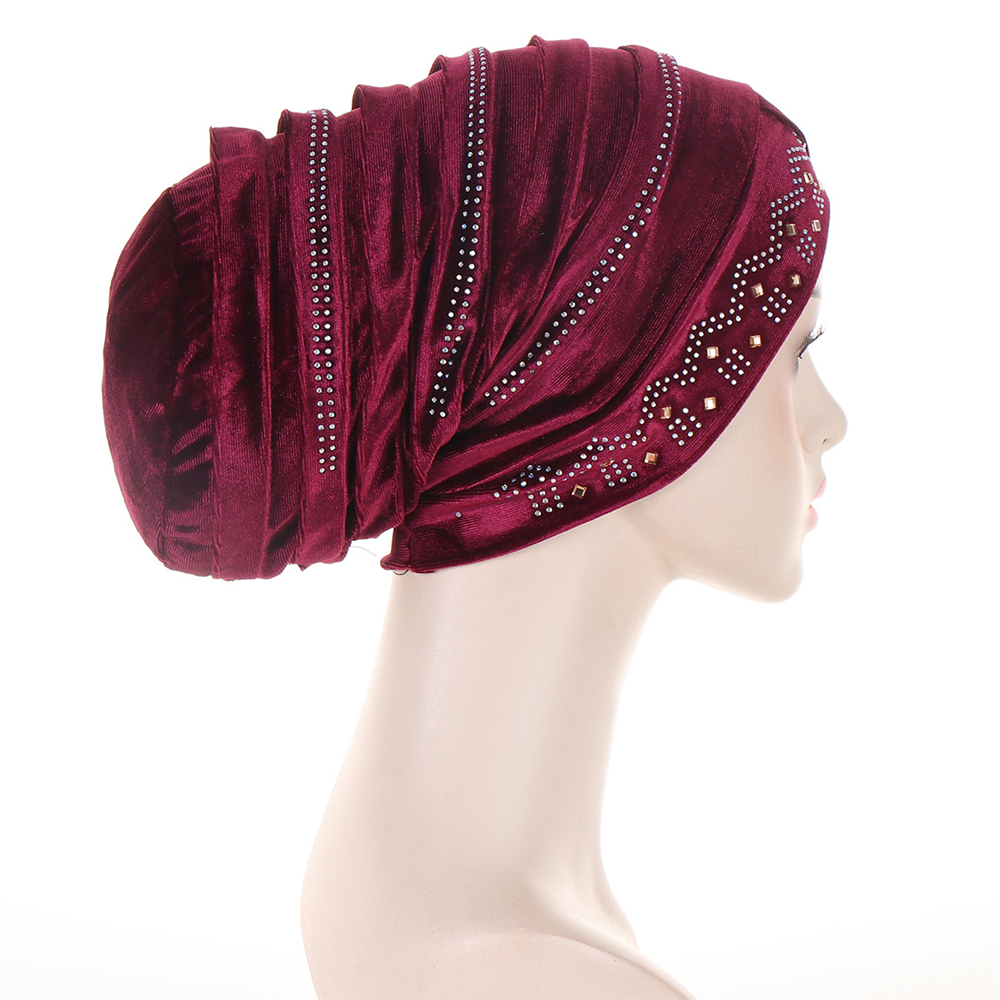 Muslim Women Velvet Turban Headscarf Bonnet Hijab Hat Baggy Head Wrap Chemo Caps - Picture 35 of 60