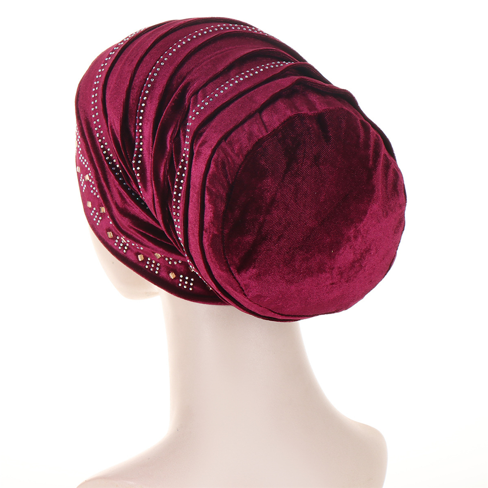Muslim Women Velvet Turban Headscarf Bonnet Hijab Hat Baggy Head Wrap Chemo Caps - Picture 36 of 60