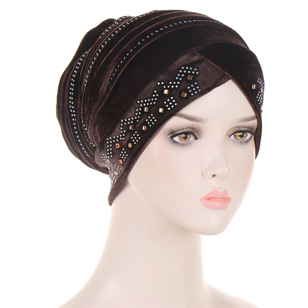 Muslim Women Velvet Turban Headscarf Bonnet Hijab Hat Baggy Head Wrap Chemo Caps - Picture 37 of 60