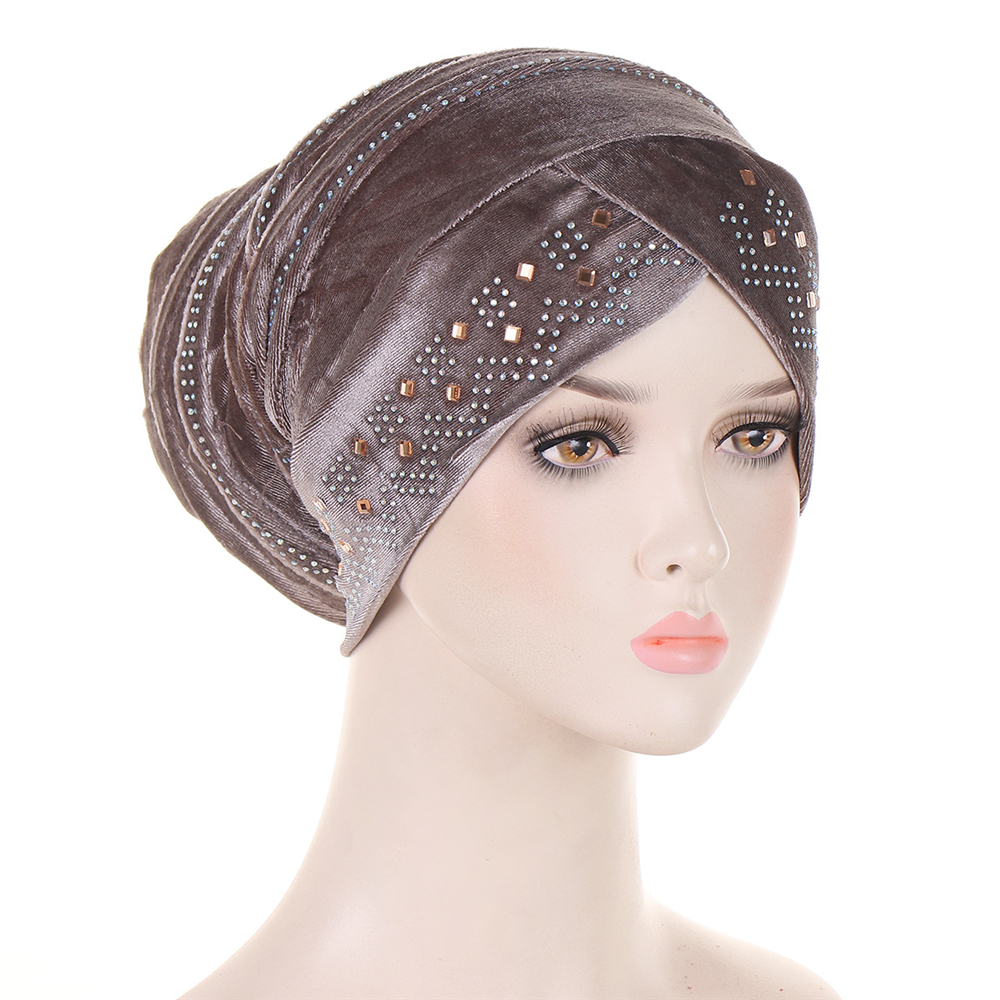 Muslim Women Velvet Turban Headscarf Bonnet Hijab Hat Baggy Head Wrap Chemo Caps - Picture 40 of 60