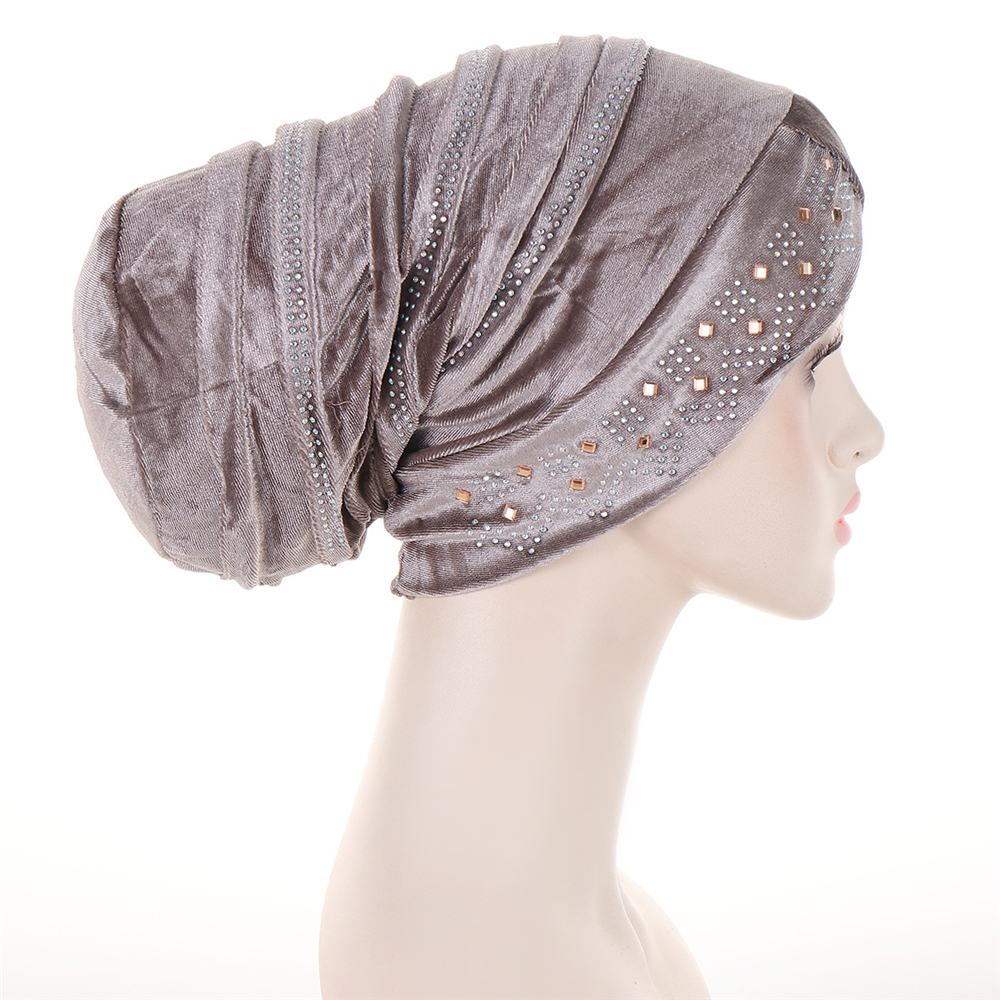 Muslim Women Velvet Turban Headscarf Bonnet Hijab Hat Baggy Head Wrap Chemo Caps - Picture 41 of 60