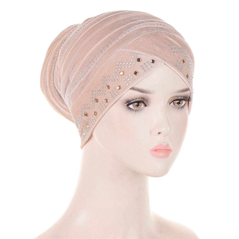 Muslim Women Velvet Turban Headscarf Bonnet Hijab Hat Baggy Head Wrap Chemo Caps - Picture 43 of 60