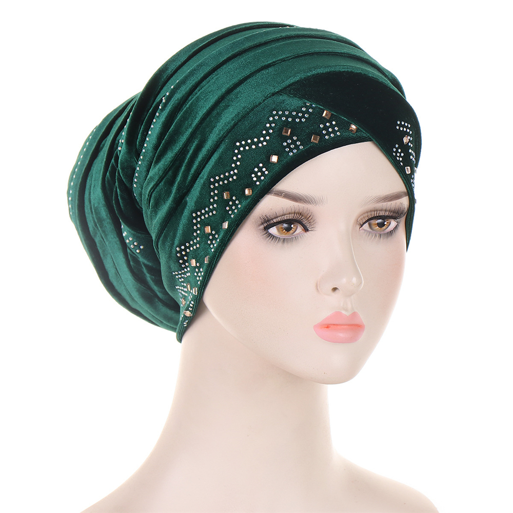 Muslim Women Velvet Turban Headscarf Bonnet Hijab Hat Baggy Head Wrap Chemo Caps - Picture 46 of 60
