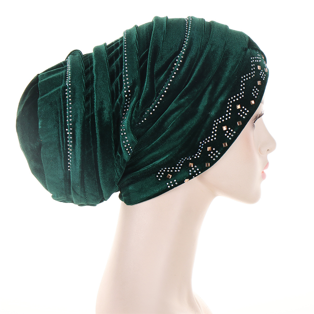 Muslim Women Velvet Turban Headscarf Bonnet Hijab Hat Baggy Head Wrap Chemo Caps - Picture 47 of 60