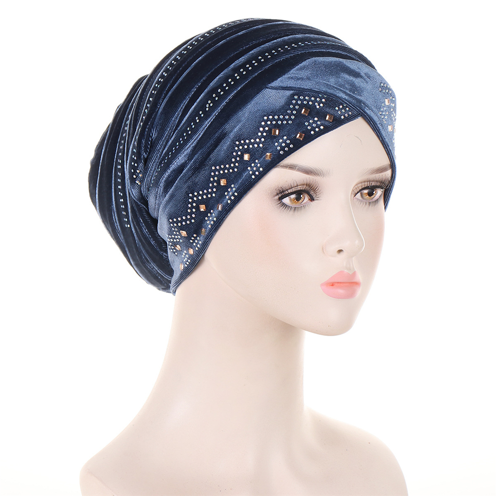 Muslim Women Velvet Turban Headscarf Bonnet Hijab Hat Baggy Head Wrap Chemo Caps - Picture 49 of 60