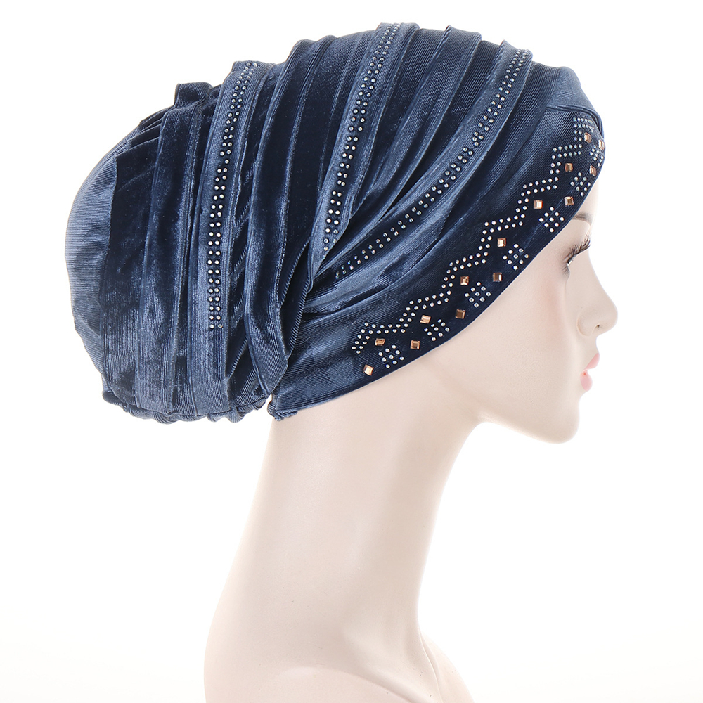 Muslim Women Velvet Turban Headscarf Bonnet Hijab Hat Baggy Head Wrap Chemo Caps - Picture 50 of 60