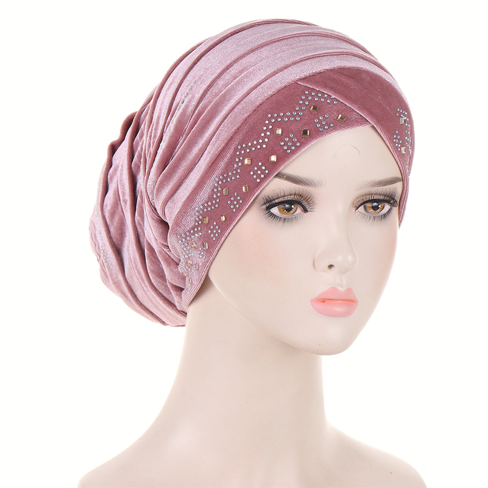 Muslim Women Velvet Turban Headscarf Bonnet Hijab Hat Baggy Head Wrap Chemo Caps - Picture 52 of 60
