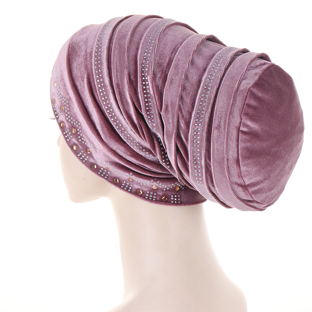 Muslim Women Velvet Turban Headscarf Bonnet Hijab Hat Baggy Head Wrap Chemo Caps - Picture 56 of 60