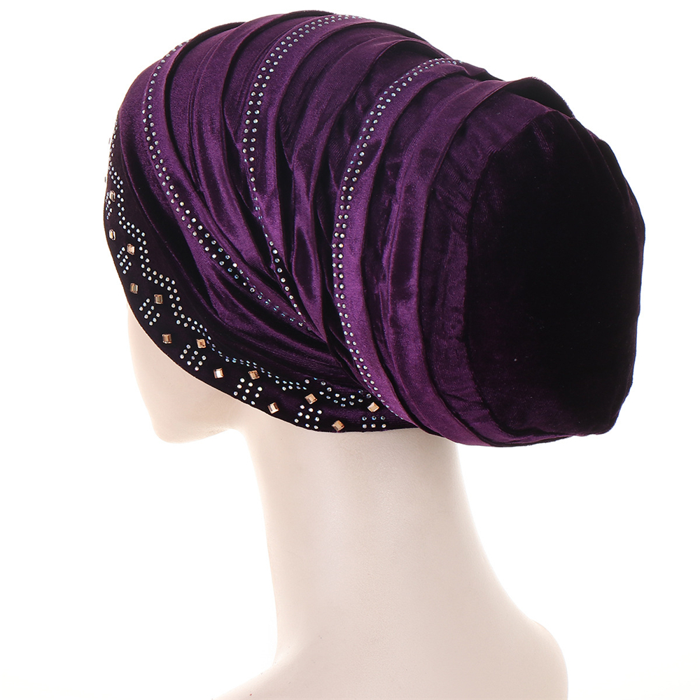 Muslim Women Velvet Turban Headscarf Bonnet Hijab Hat Baggy Head Wrap Chemo Caps - Picture 60 of 60