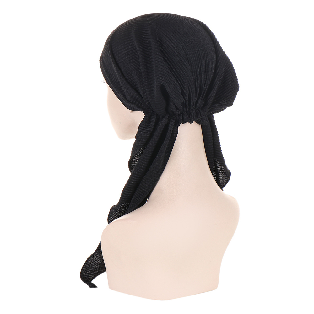 Ladies Pre-Tied Women Hijab Hat Muslim Long Tail Wrap Headscarf Bonnet Chemo Cap - Picture 26 of 44