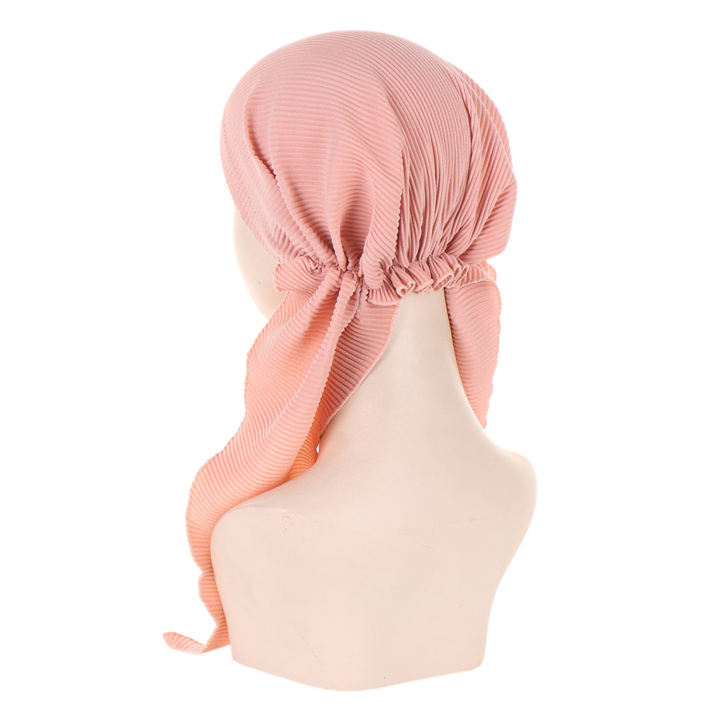 Ladies Pre-Tied Women Hijab Hat Muslim Long Tail Wrap Headscarf Bonnet Chemo Cap - Picture 28 of 44