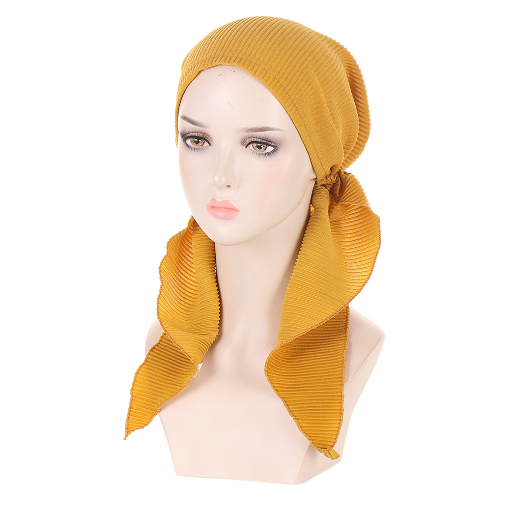 Ladies Pre-Tied Women Hijab Hat Muslim Long Tail Wrap Headscarf Bonnet Chemo Cap - Picture 31 of 44