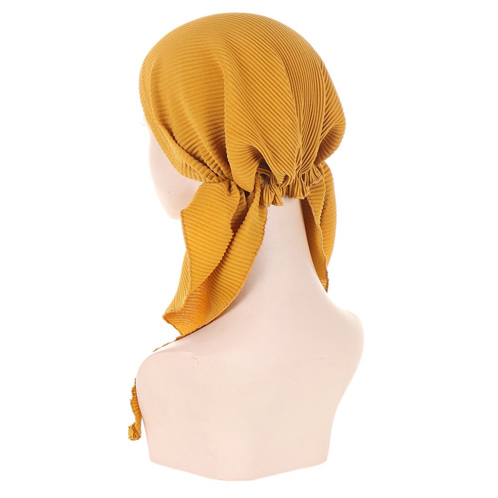 Ladies Pre-Tied Women Hijab Hat Muslim Long Tail Wrap Headscarf Bonnet Chemo Cap - Picture 32 of 44