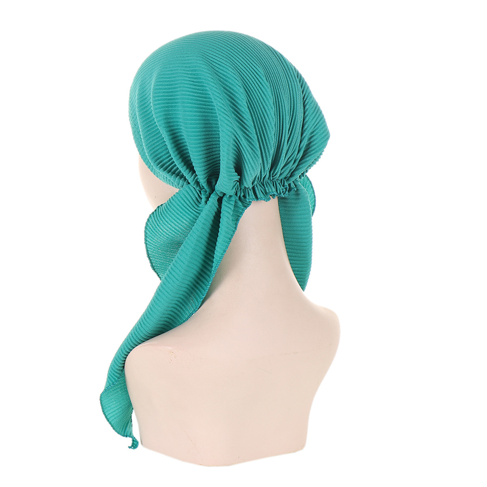 Ladies Pre-Tied Women Hijab Hat Muslim Long Tail Wrap Headscarf Bonnet Chemo Cap - Picture 37 of 44
