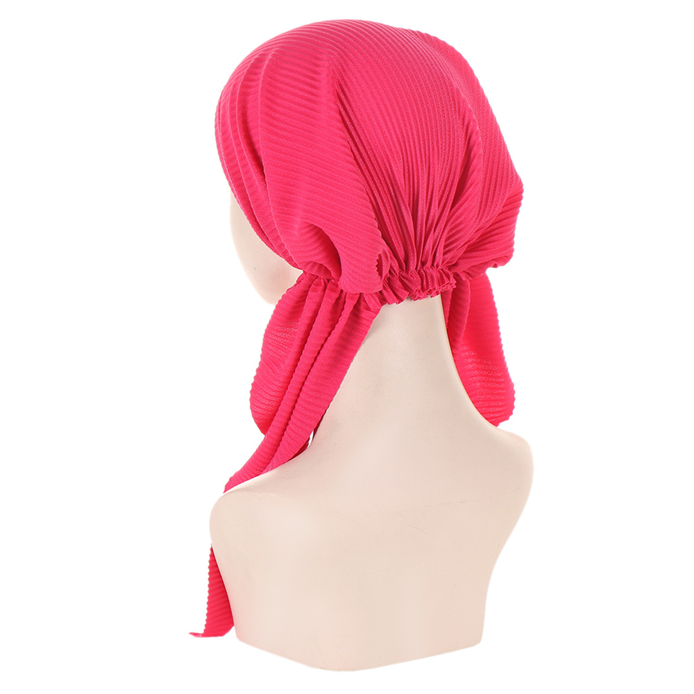 Ladies Pre-Tied Women Hijab Hat Muslim Long Tail Wrap Headscarf Bonnet Chemo Cap - Picture 40 of 44