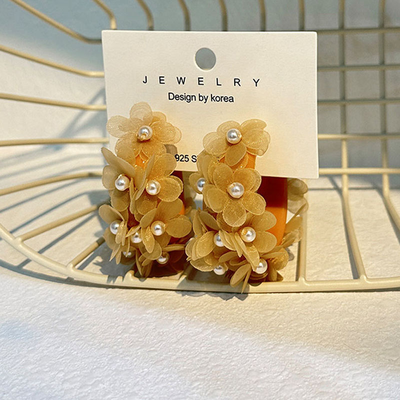 Pendientes de aro con cuentas de flores en forma de C bohemio hechos a mano exagerados regalo - Imagen 39 de 40