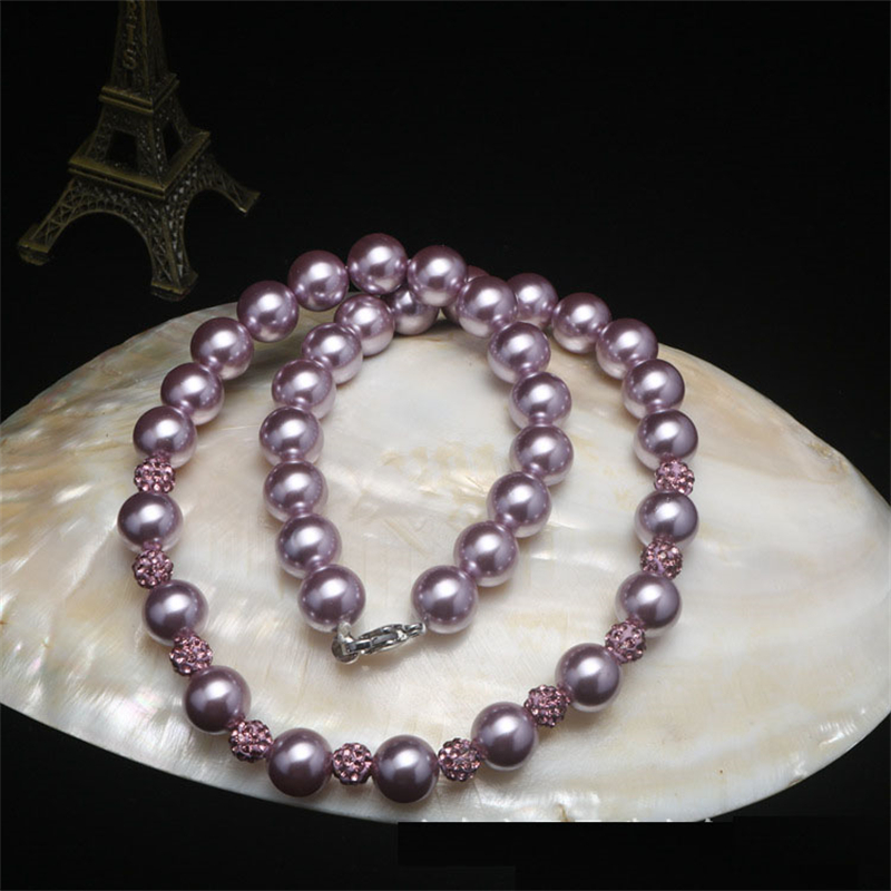 Evening Women 10mm Shell Pearl Necklace Choker Elegant Jewelry Accessory Gifts