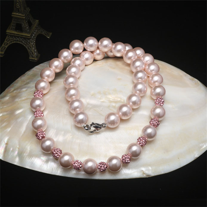 Evening Women 10mm Shell Pearl Necklace Choker Elegant Jewelry Accessory Gifts