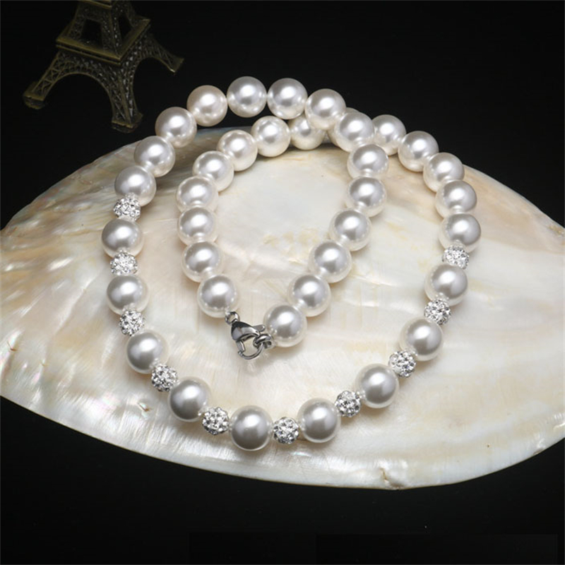 Evening Women 10mm Shell Pearl Necklace Choker Elegant Jewelry Accessory Gifts