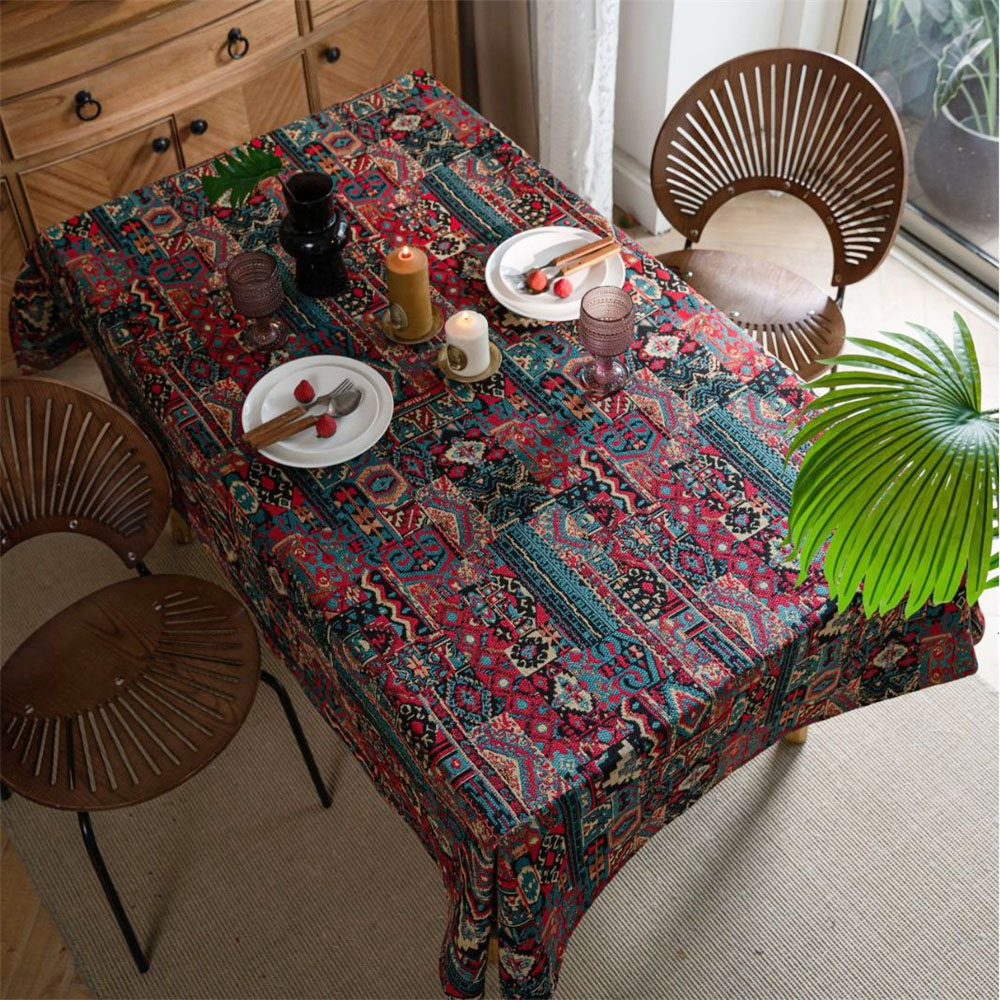 Wedding Evening Rectangle Tablecloth Bohemia Floral Home Party Decor Table Cloth